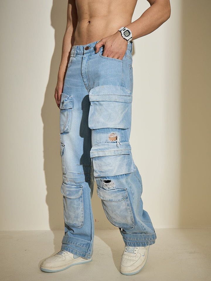 Ice Distressed Super Baggy Denim