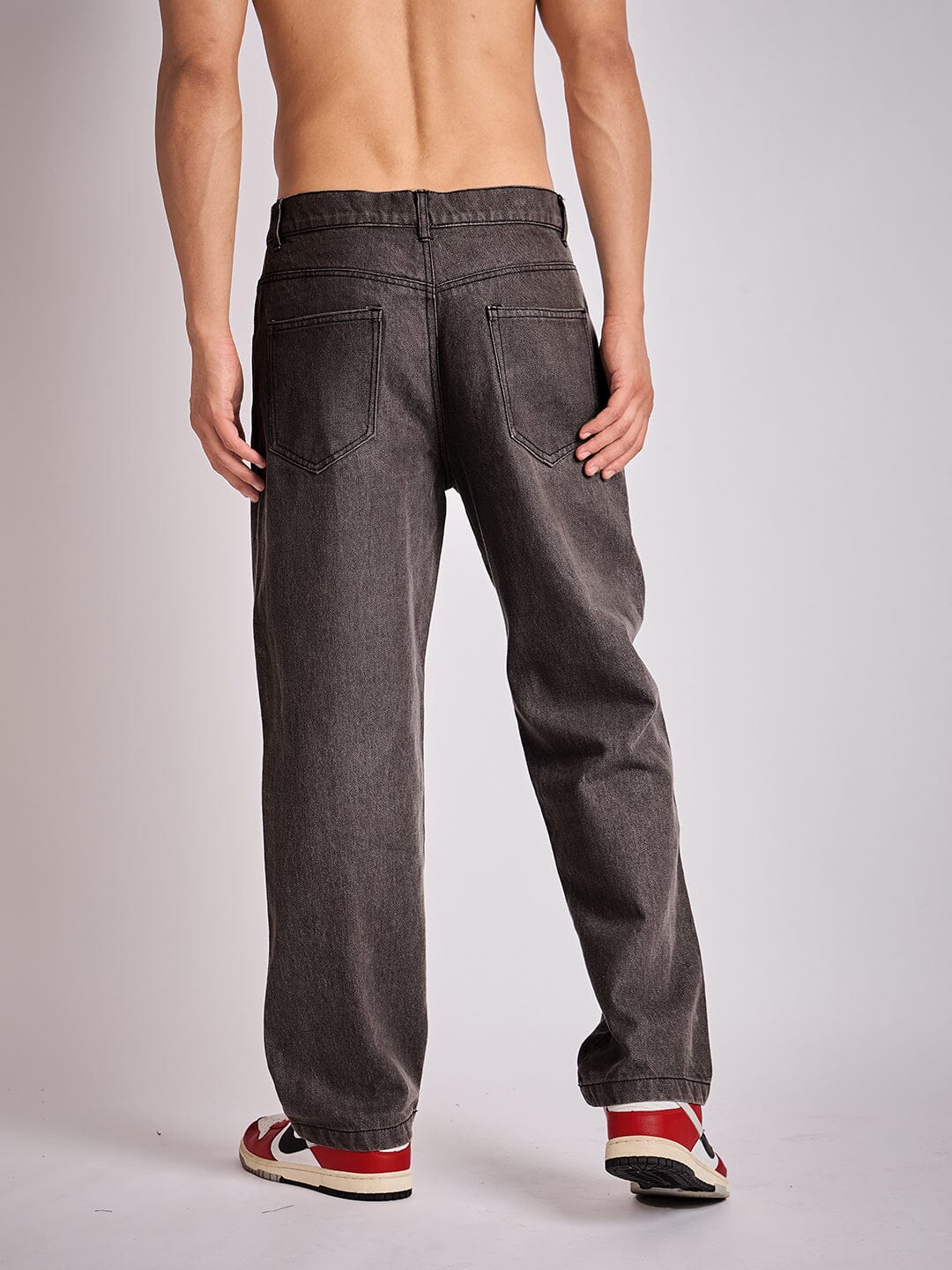 Black Y2K Patch Straight Fit Denim