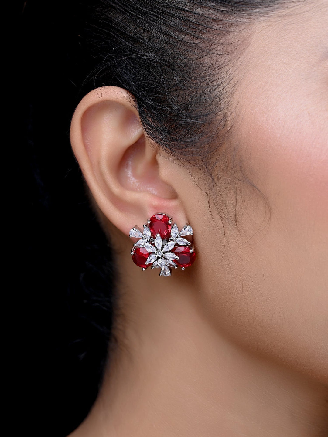 Sanchi American Diamond Rose Pink Tops with Sparkling Gemstones and Floral Design