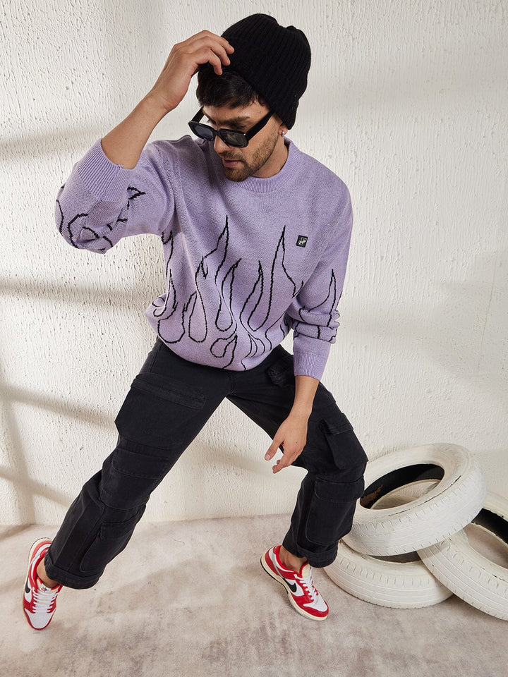 Plum Flames Oversized Sweater