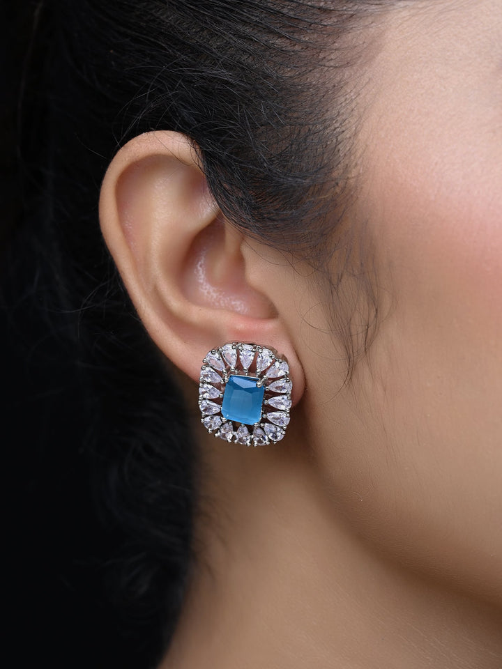  Stylish American Diamond Tops featuring semi-precious sky blue (aqua) stone