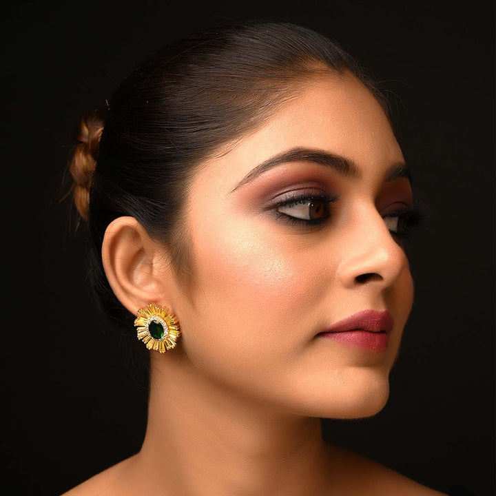 Pakhi Green Emerald American Diamond Gold Plated Tops - Stunning and elegant jewelry for any occasion
