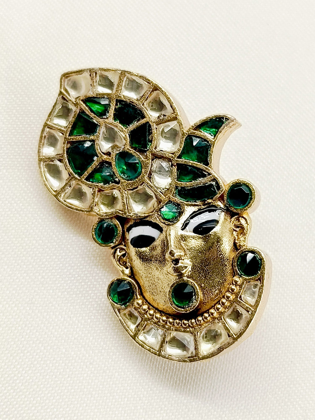 Phani Green Shrinath Ji Brooch - qivii