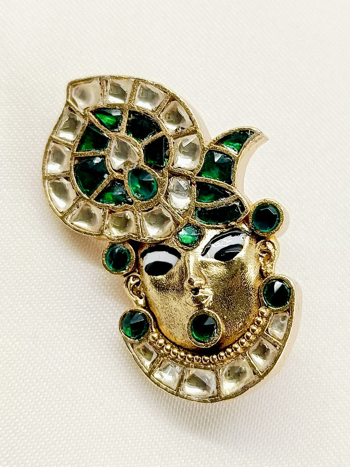 Phani Green Shrinath Ji Brooch - qivii