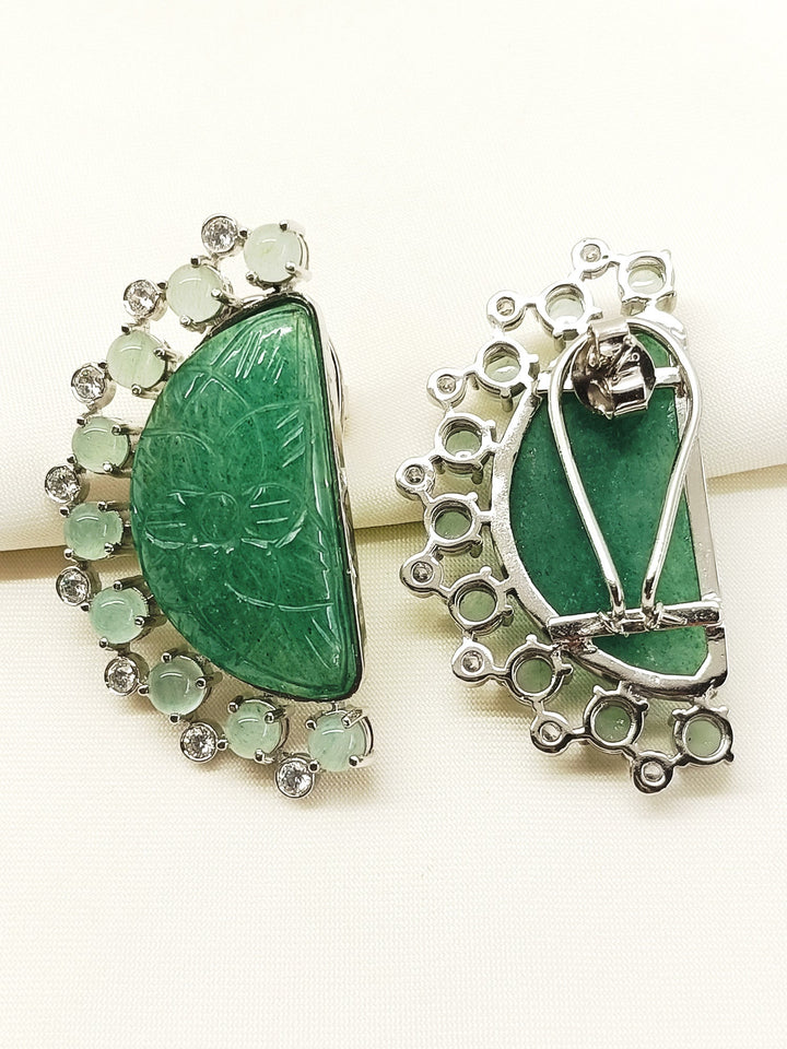 Dhanya Mint Green 92.5 Silver Natural Stone Tops - qivii