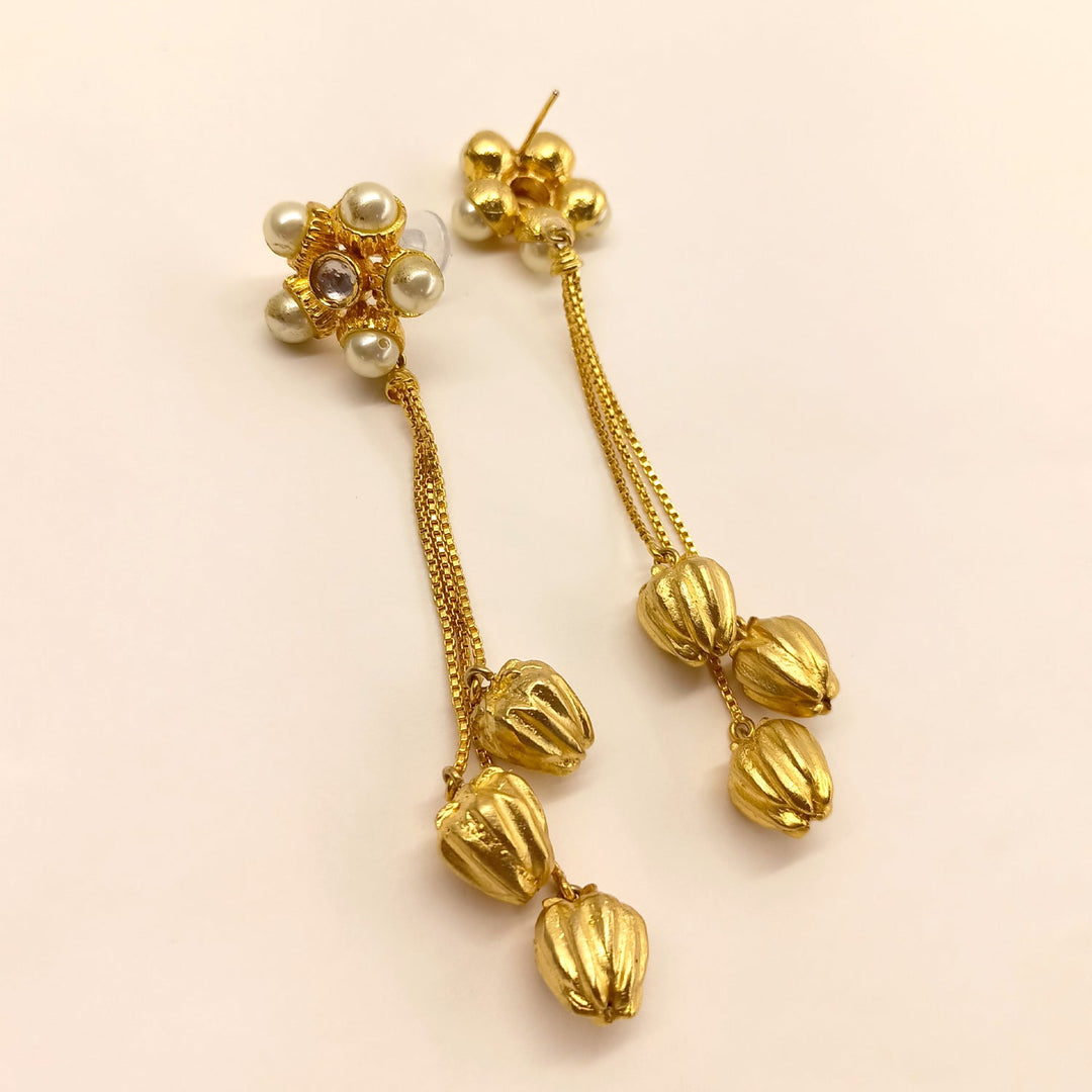  Elegant and stylish earrings adorned with gold chains