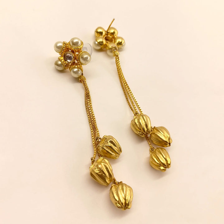  Elegant and stylish earrings adorned with gold chains