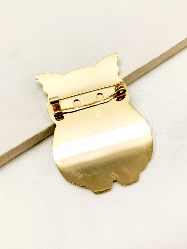 Darika Owl Golden Men's Brooch - qivii