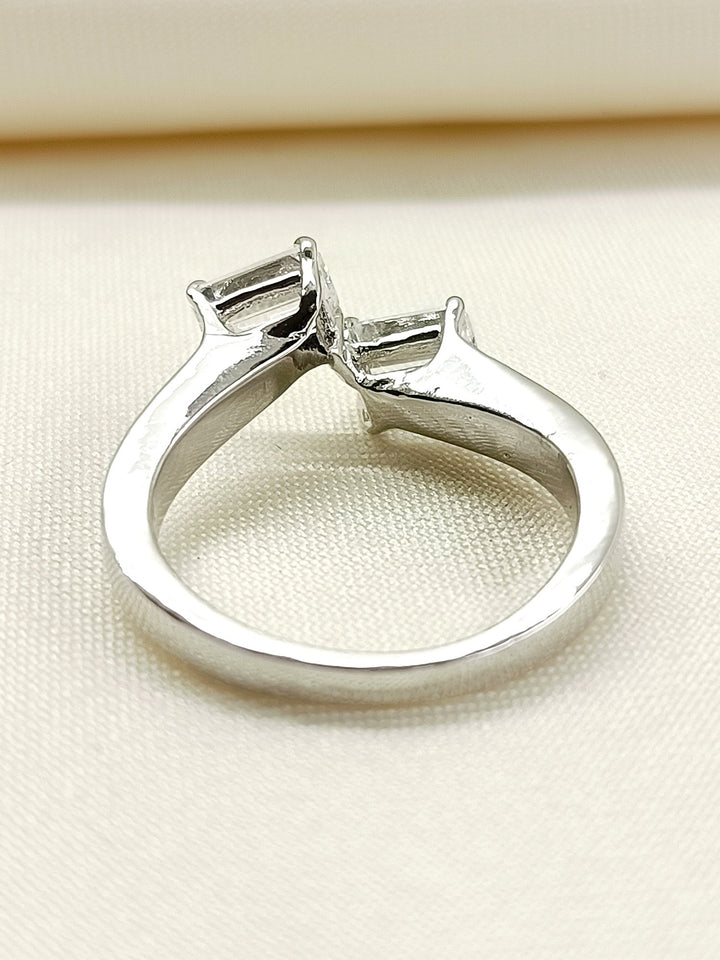 Indira 92.5 Silver Swarovski Stone Finger Ring - qivii