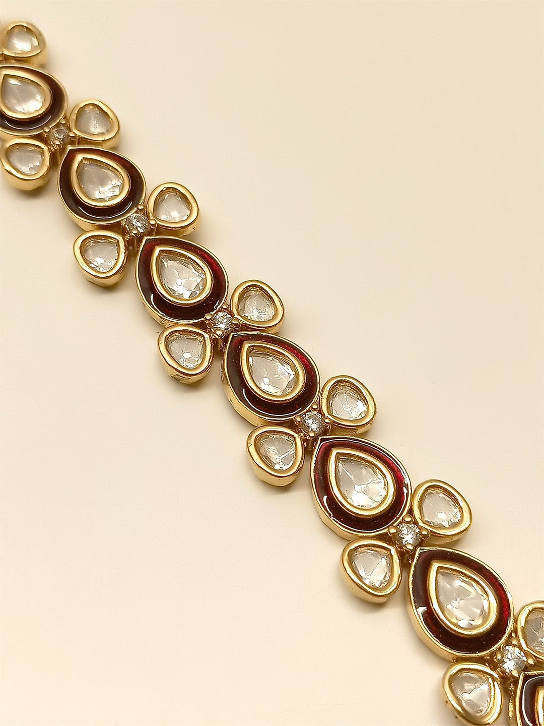 Emilia Maroon Kundan Bracelet - qivii