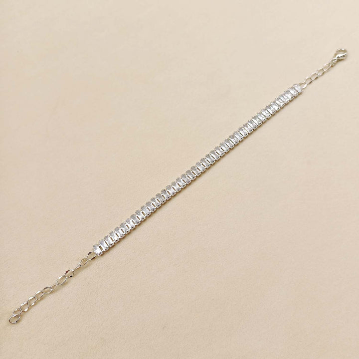 Taruni American Diamonds Silver Plated Flexible Bracelet - qivii