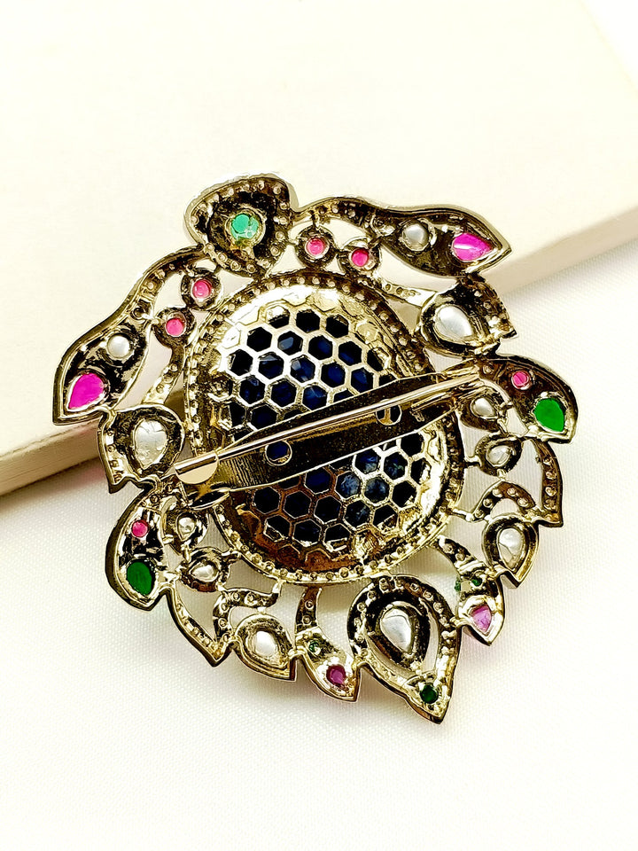 Rudra Navy Blue Men's Brooch - qivii