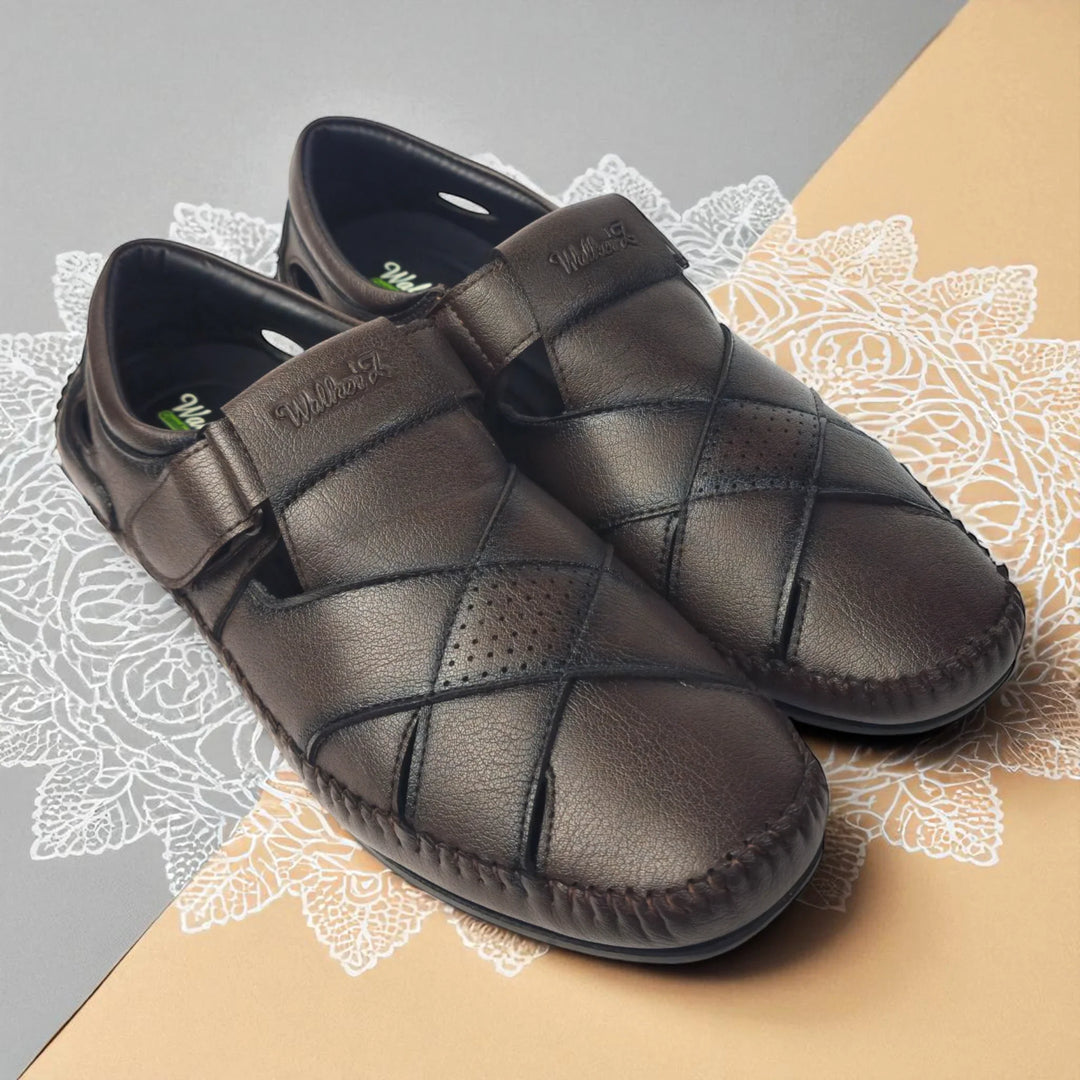 P&G N1401 Men's BROWN Slipon Sandal Extra Soft Sandal/Mojri/Ethnic Wear Leather With Adjustable Strap/Navratri Fashion Footwear. - qivii