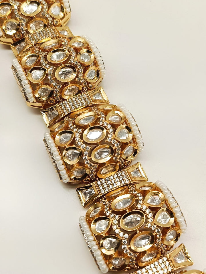 Fayzu White Kundan Bracelet - qivii