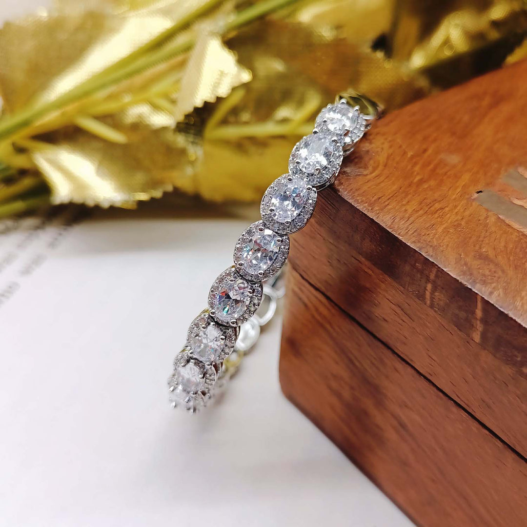 Nirmala American Diamond Silver Plated Bracelet - qivii