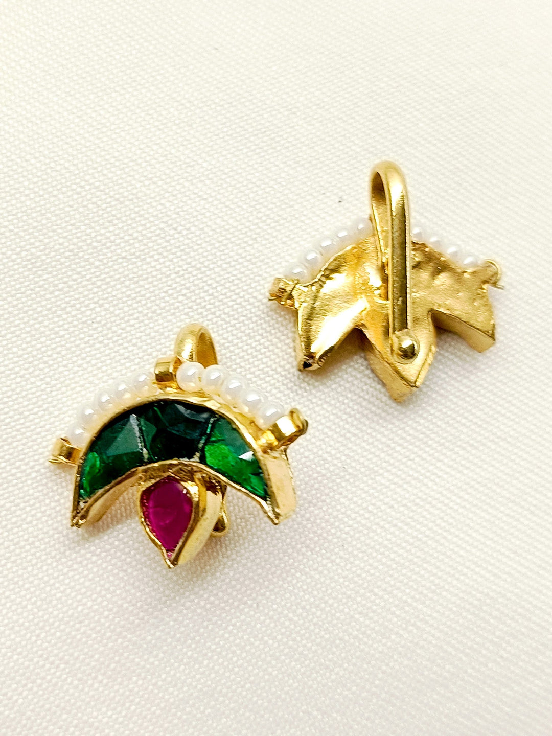 Madhat Medium Size Ruby Gold Plated Kundan Ear Cuff [ Price is for Pair ] - qivii