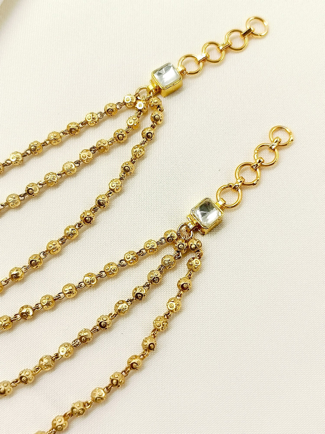 Phulkari White Traditional Ear Chain - qivii