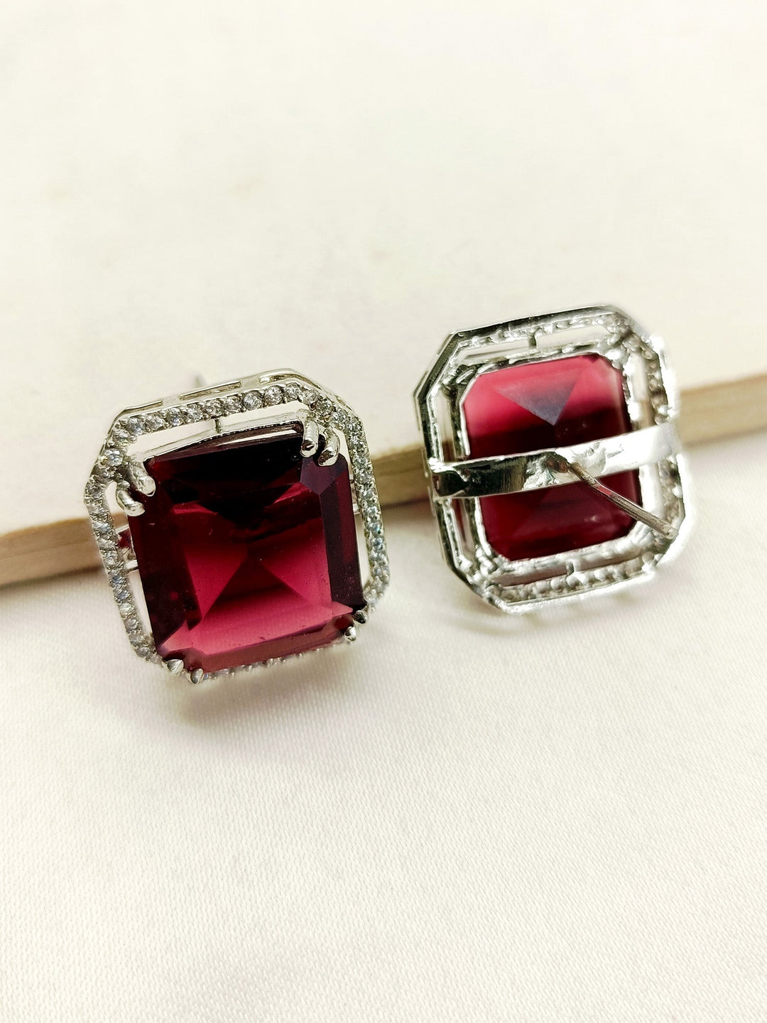  Beautiful silver plated tops with sparkling American diamonds and rose pink sapphire stone 