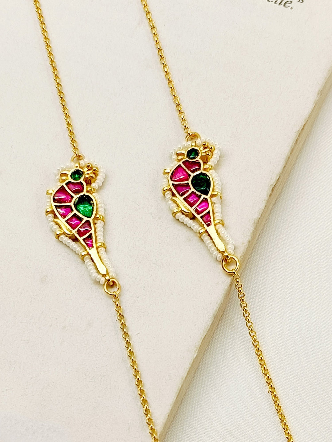 Sahini R & G Bird Kundan Anklet - qivii