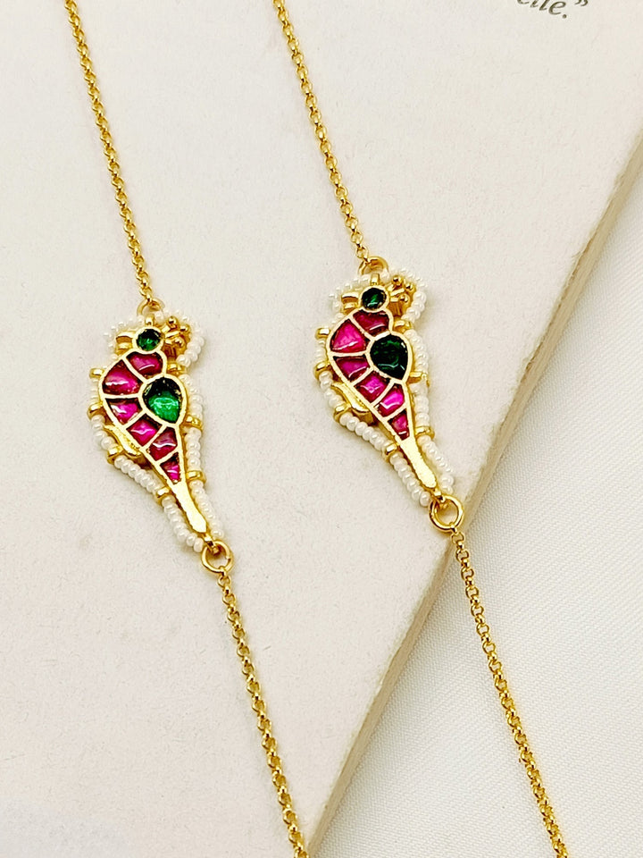 Sahini R & G Bird Kundan Anklet - qivii