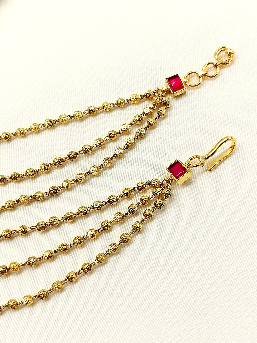 Vidushi Ruby Traditional Ear Chain - qivii