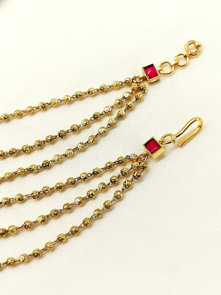 Vidushi Ruby Traditional Ear Chain - qivii