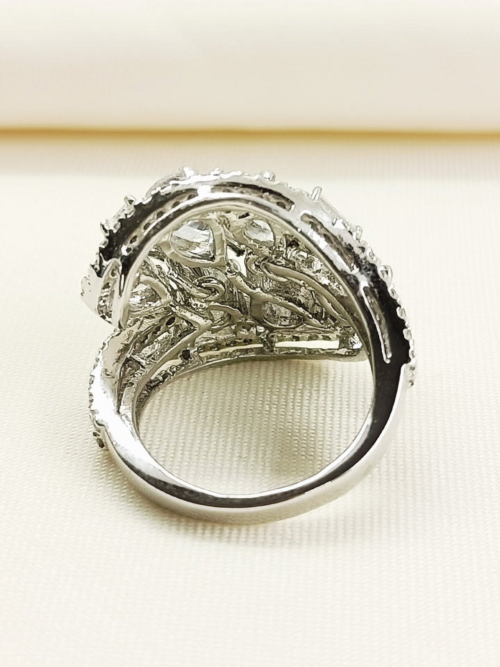 Raven 92.5 Silver Swarovski Stone Finger Ring - qivii