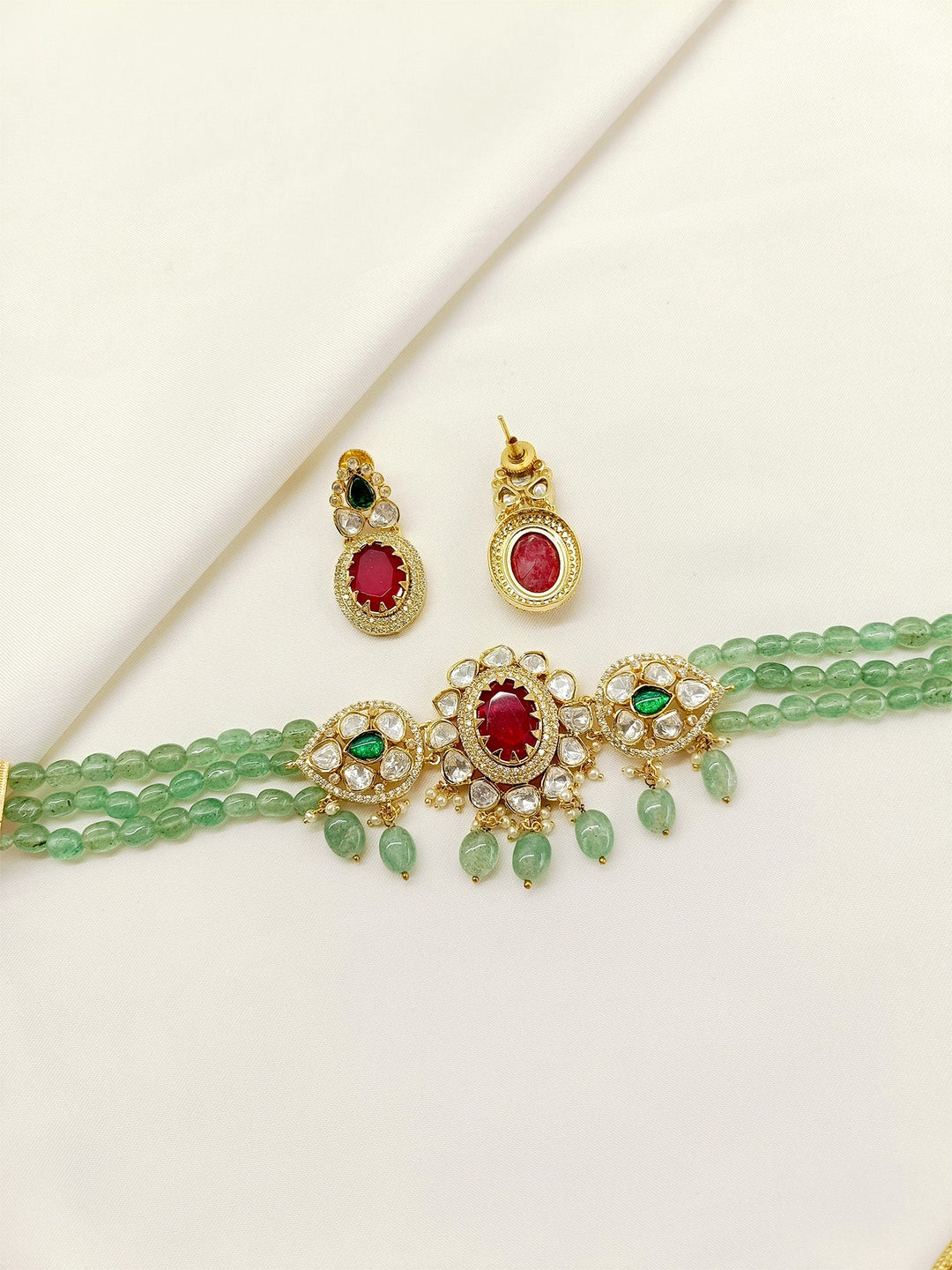 Wardeen R&G Kundan Choker Set - qivii