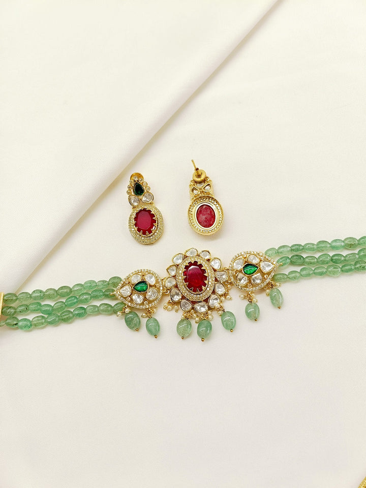 Wardeen R&G Kundan Choker Set - qivii