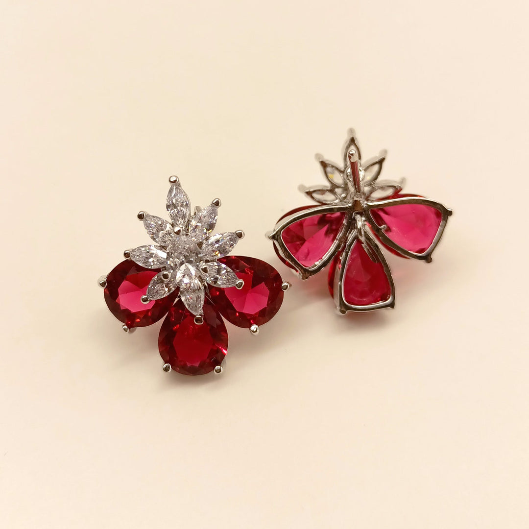 Elegant Silver Plated Brass Metal Tops with Rose Pink Aqua Stones