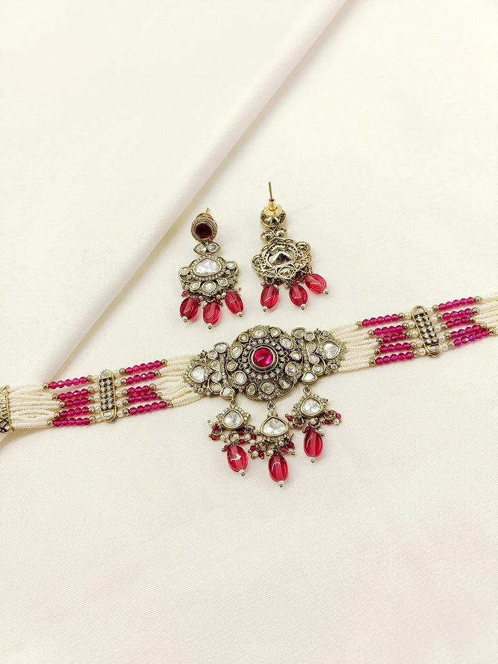 Sangeeta Ruby Victorian Choker Set - qivii
