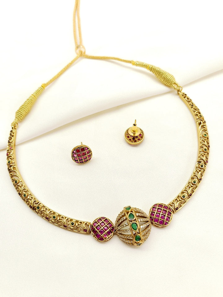 Daya R & G Hasli Style Polki Necklace Set - qivii