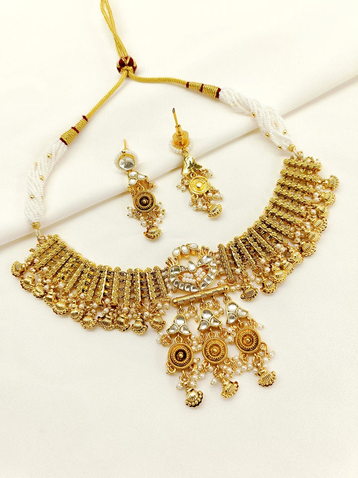 Aadishri White Kundan Choker Set - qivii