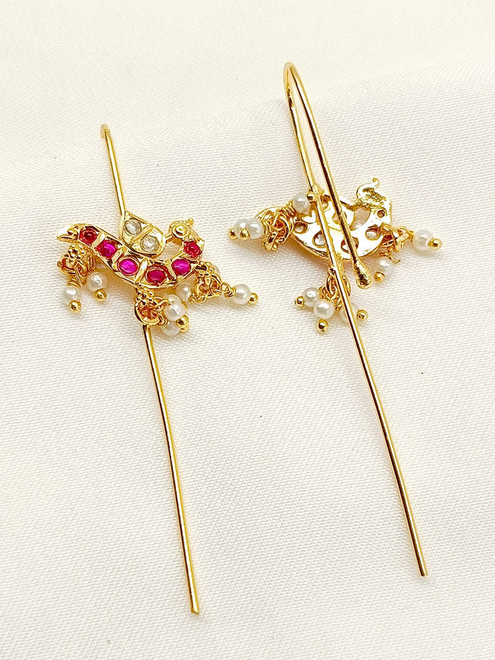 Umaro Majenta Gold Plated Kundan Ear Cuff [ Price is for Pair ] - qivii