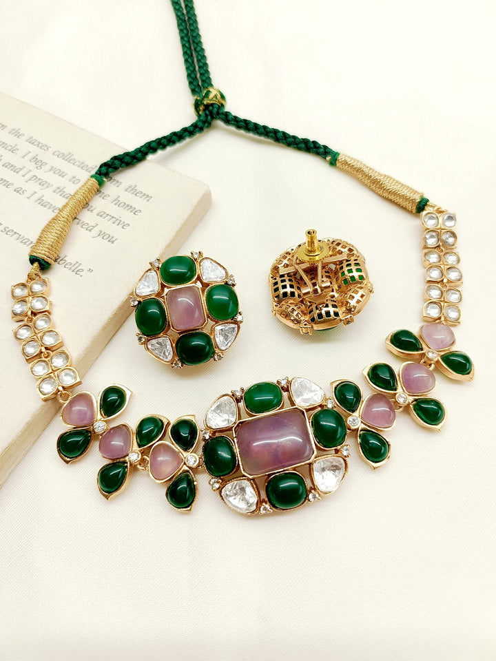 Saisha Multi Colour Kundan Choker Set - qivii