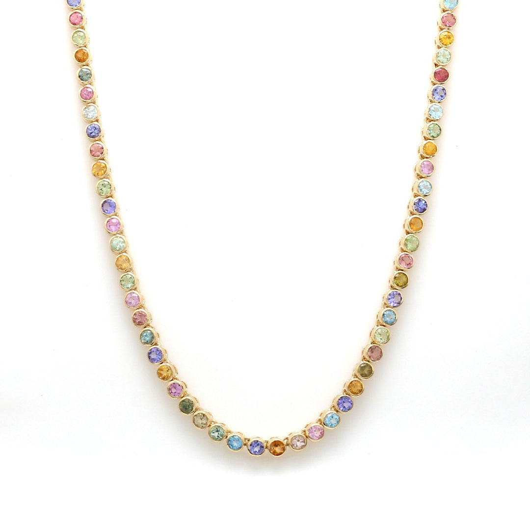 Rainbow Pastel Colors Tennis Necklace - qivii
