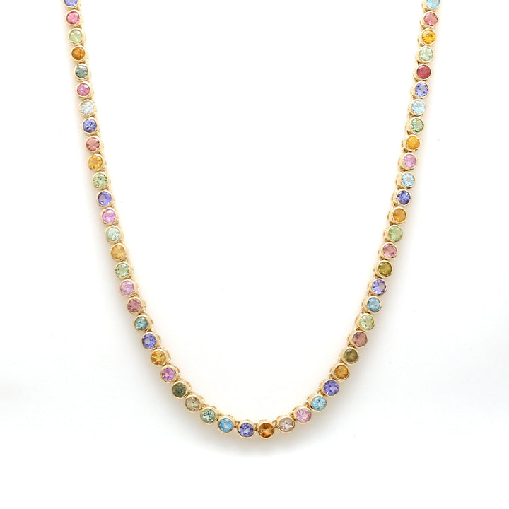Rainbow Pastel Colors Tennis Necklace - qivii