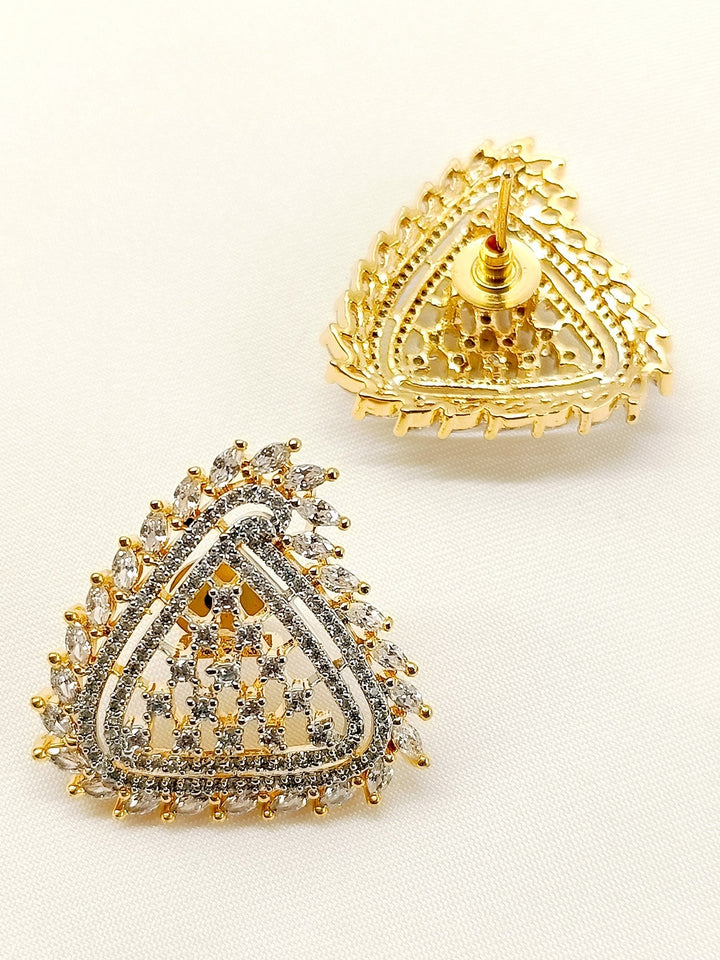  Front view of Lovemallow White American Diamond Tops showcasing traditional craftsmanship, gold plated brass metal, and delicate American Diamonds, ideal for adding a touch of timeless elegance to any outfit