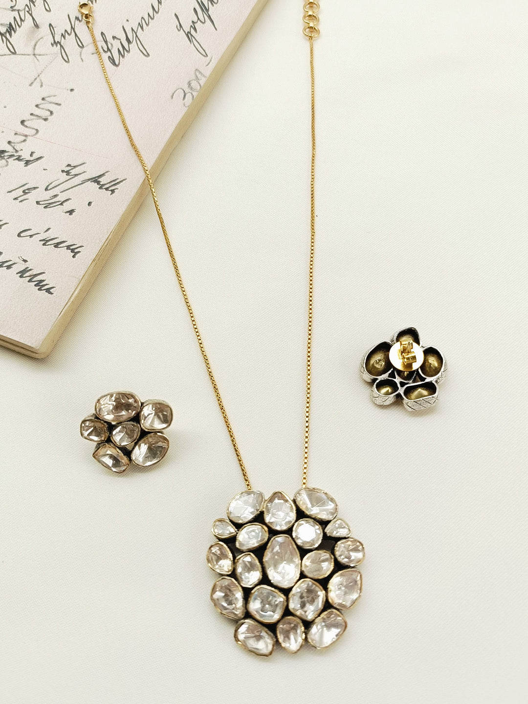 Merry 92.5 Silver Moissonite Pendant Set - qivii