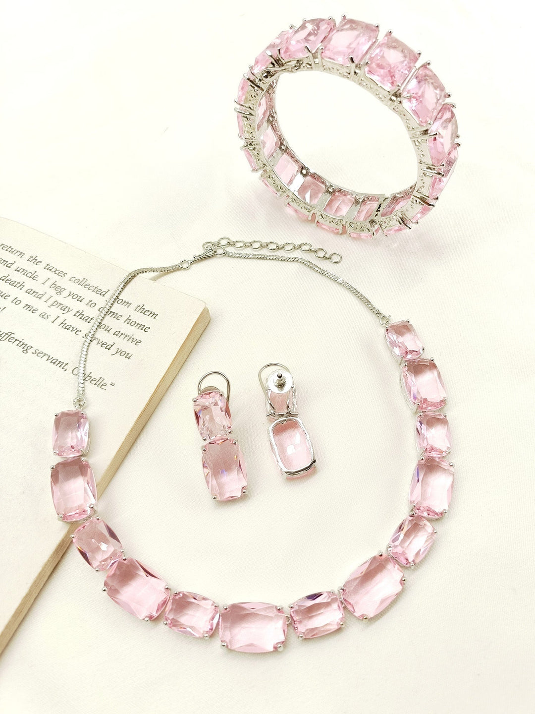 Virshti Pink Swarovski Stone Combo Set - qivii