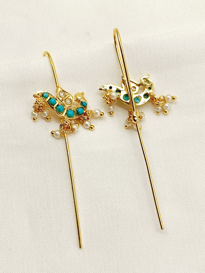 Musily Firozi Gold Plated Kundan Ear Cuff [ Price is for Pair ] - qivii