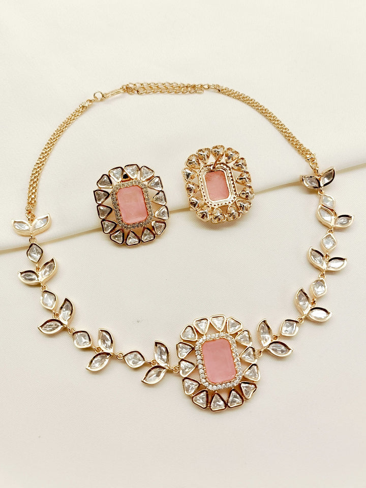 Lekha Baby Pink Kundan Choker Set - qivii