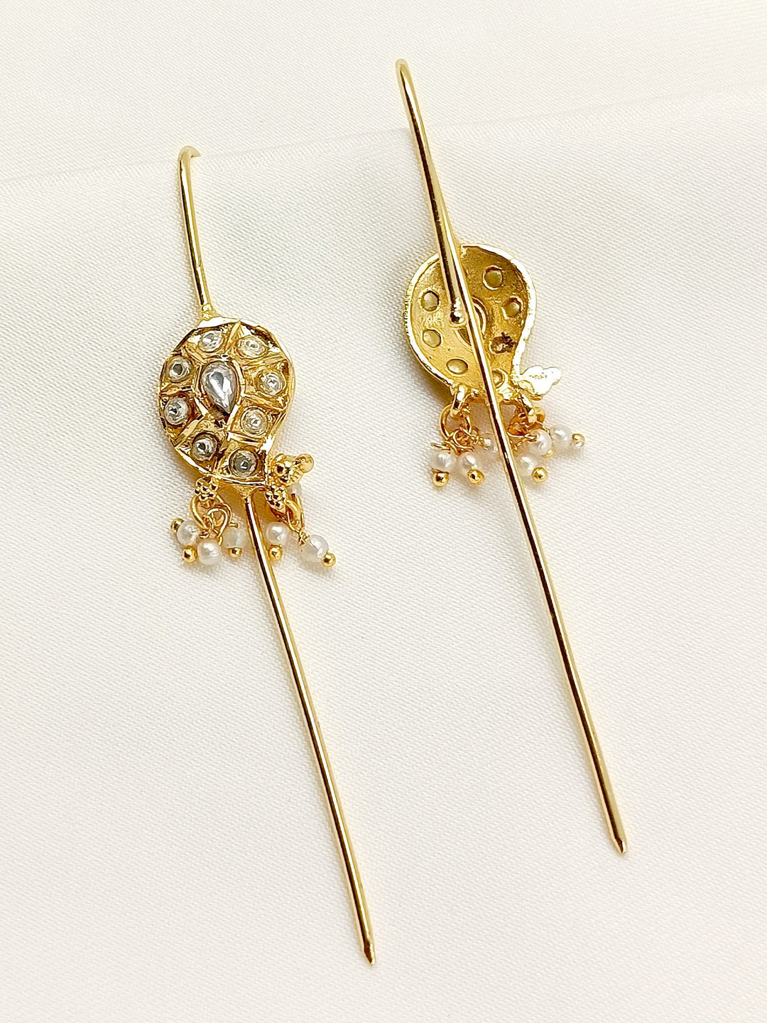 Peahan White Gold Plated Kundan Ear Cuff [ Price is for Pair ] - qivii