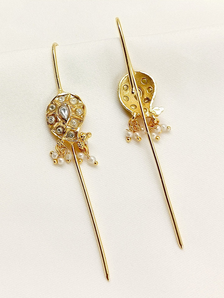 Peahan White Gold Plated Kundan Ear Cuff [ Price is for Pair ] - qivii