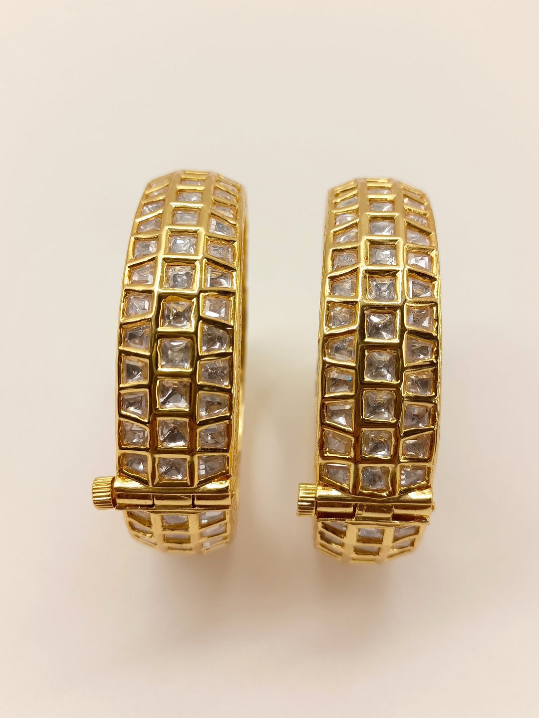 Phaani Gold Plated Kundan Kada Set Of 2 - qivii