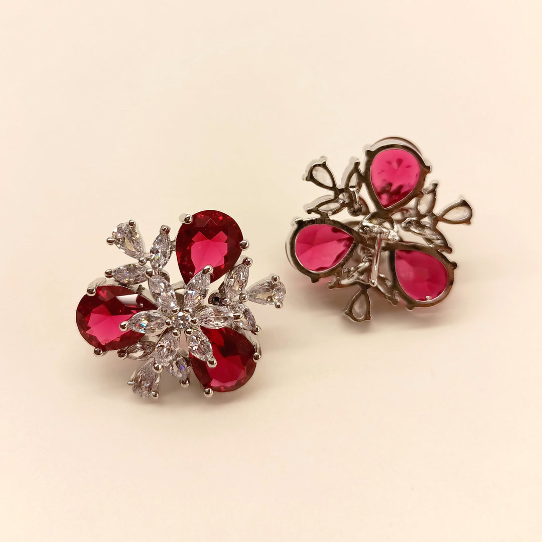 Sanchi American Diamond Rose Pink Tops with elegant floral design and sparkling diamond accents