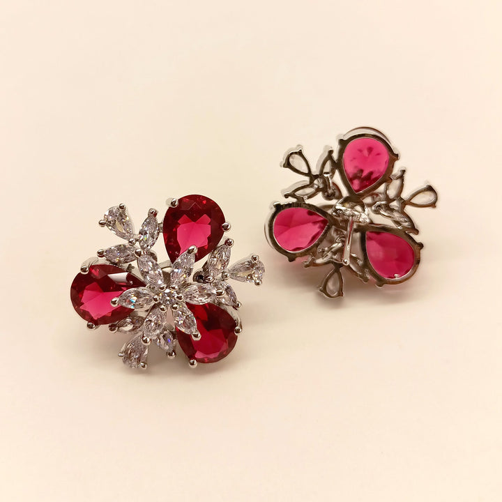 Sanchi American Diamond Rose Pink Tops with elegant floral design and sparkling diamond accents