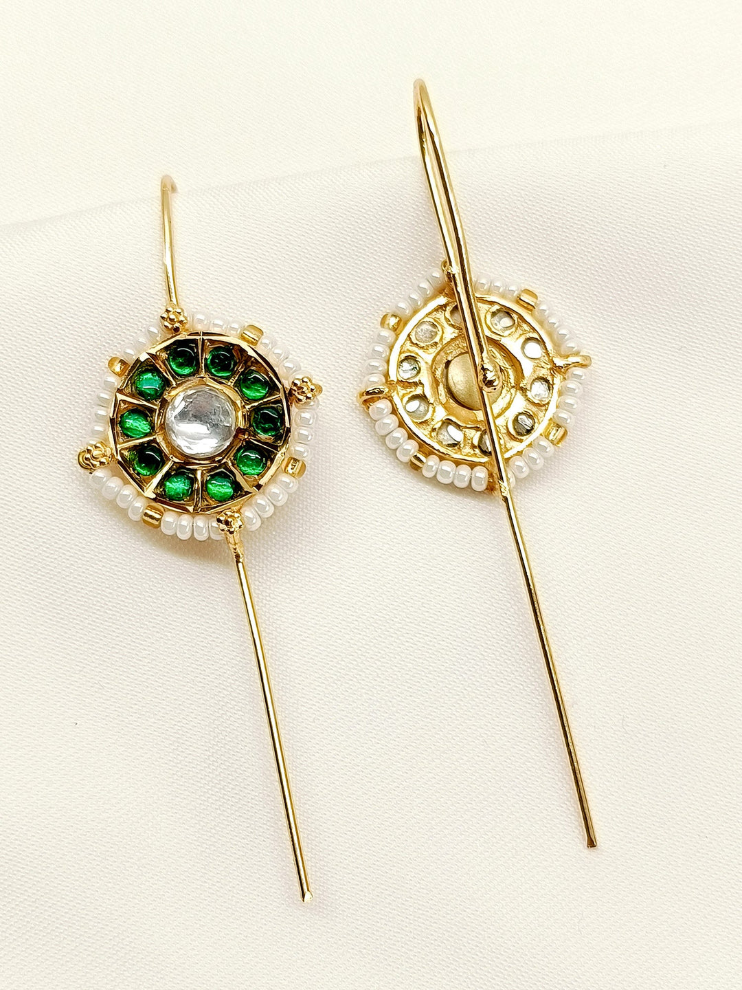 Mansi Green Gold Plated Kundan Ear Cuff [ Price is for Pair ] - qivii