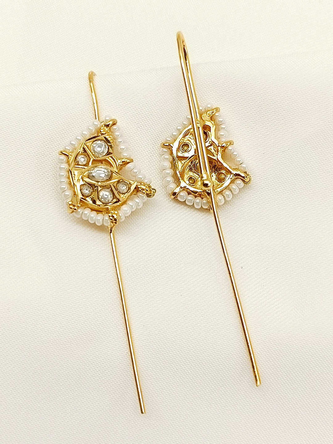 Chaaruvi White Gold Plated Kundan Ear Cuff [ Price is for Pair ] - qivii