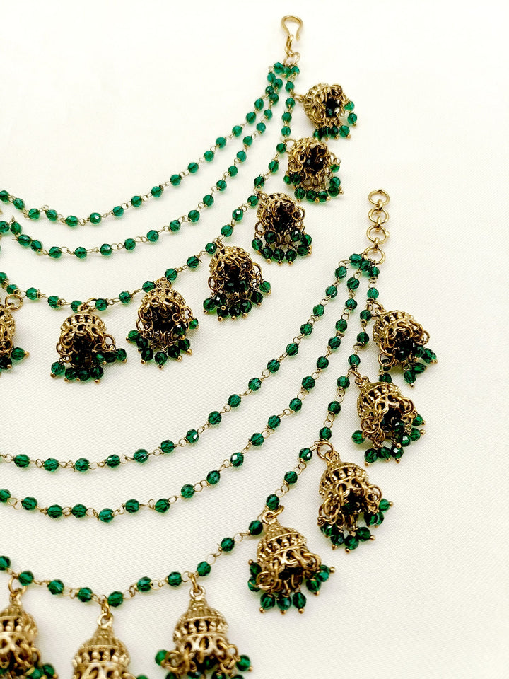 Aaheli Green Traditional Ear Chain - qivii